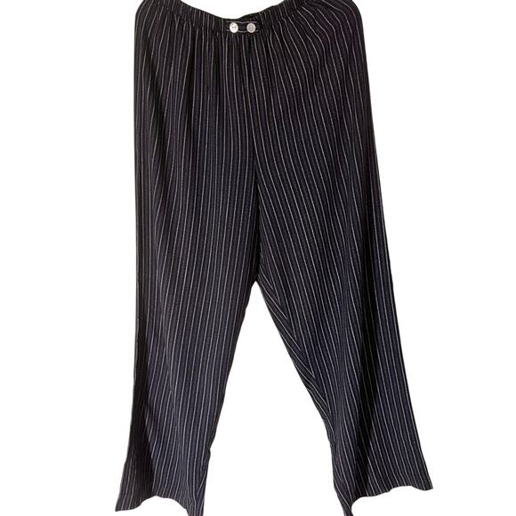 Liz Baker Essentials Pull On Dark‎ Blue White Pin Strips Oversized Women’s Large - Picture 3 of 5
